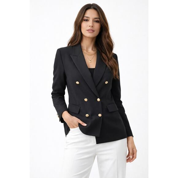 Zara Jackets & Blazers - Zara Double Breasted Black Blazer Golden Buttons Size M NWT